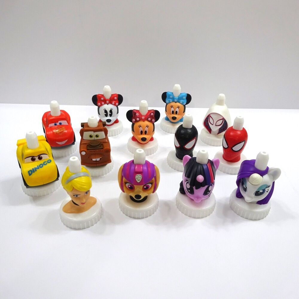 good2grow Character Bottle Toppers Lot of 13 Disney Marvel Cars Paw Patrol